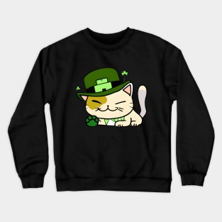 St. Catricks Day - Saint Patrick's Day - Cut Funny Cat - Kawaii Cat Crewneck Sweatshirt